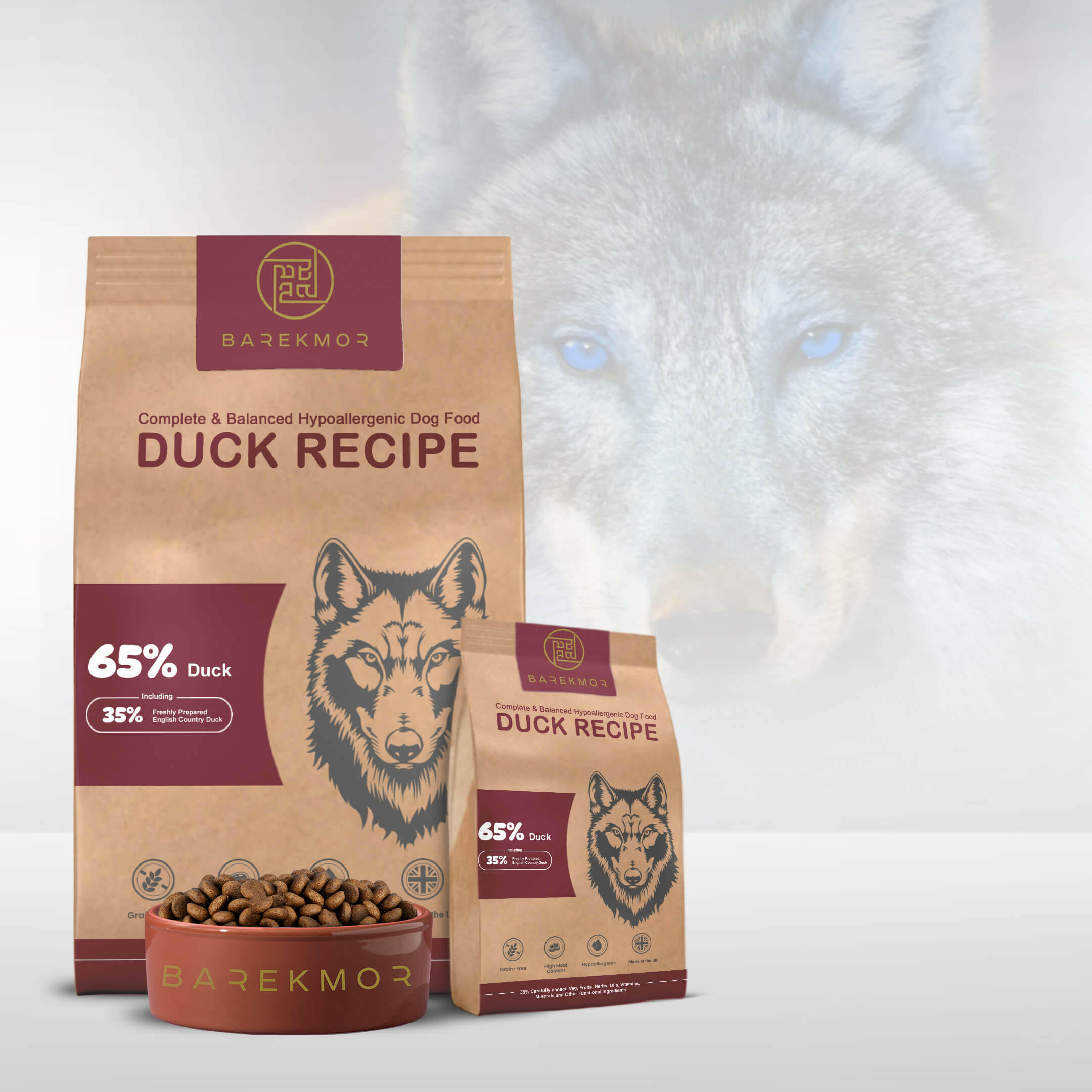 Barekmor® Duck Recipe: Hypoallergenic & Radiant Coat Adult Dog Food