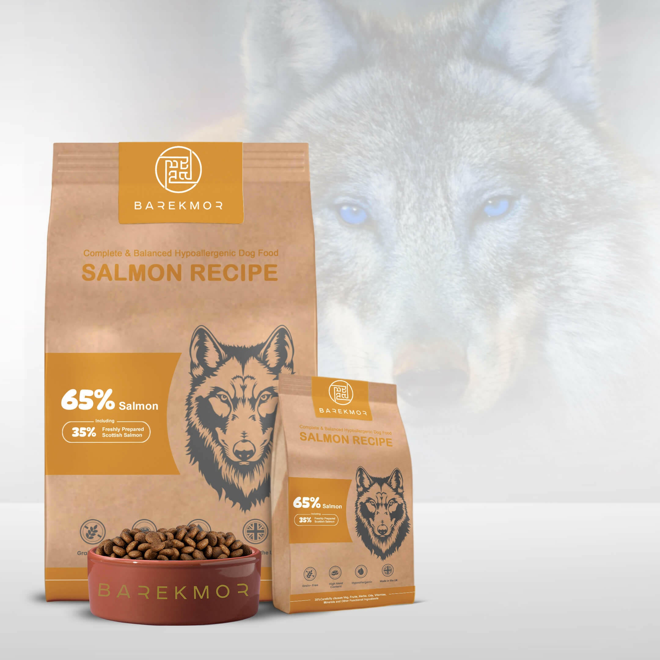 Barekmor® Salmon Recipe: Radiant Coat & Happy Tummy Adult Dog Food